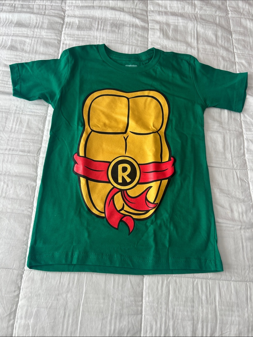Kids Green Ninja Turtle Costume Tee with Yellow Shell Graphic